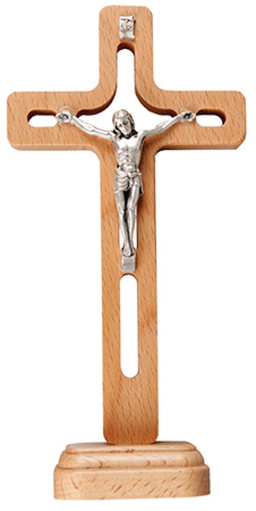 6 1/2" Beech Wood Standing Crucifix