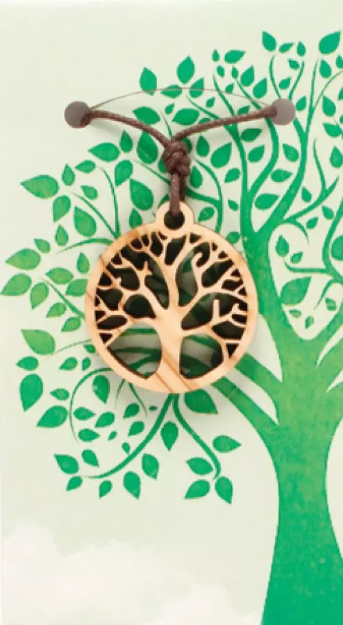 1" Diameter Wood Tree Of Life with 30 Inch Cord