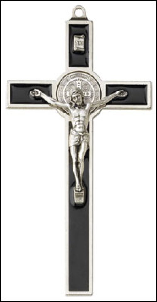 3" Black Enamel Saint Benedict Metal Crucifix