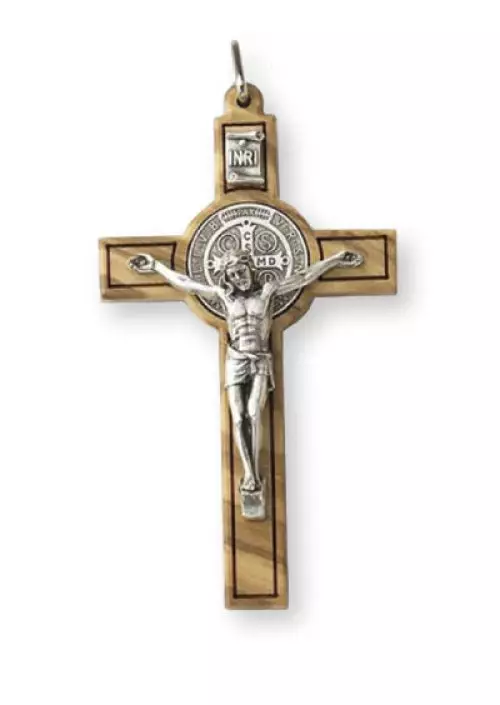 3" Saint Benedict Olive Wood Crucifix