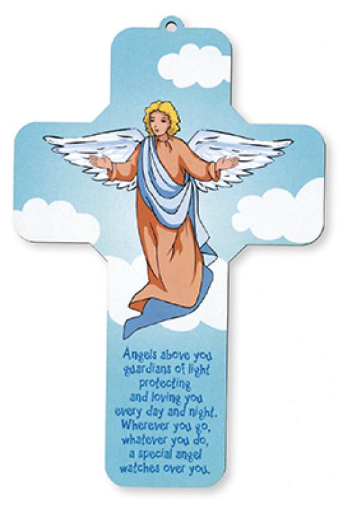 7 1/4" Guardian Angel Wood Cross