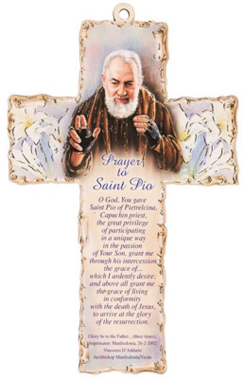 6" Saint Pio Wood Cross