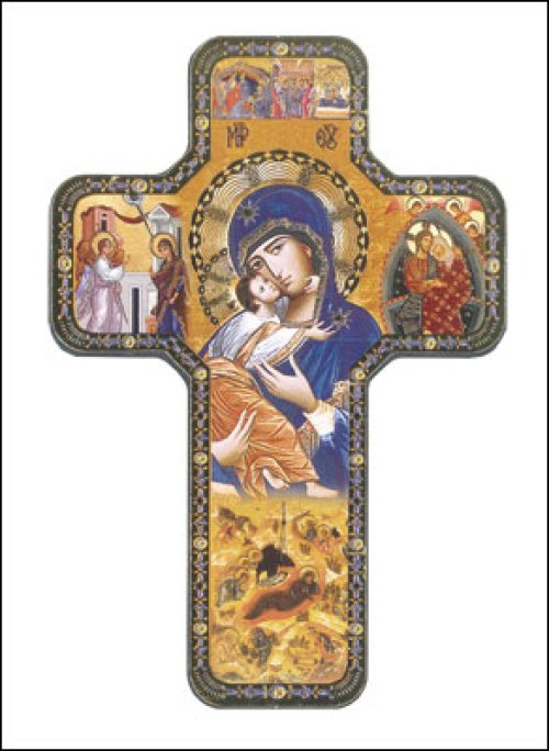 7" Lady of Perpetual Help Wood Icon Cross