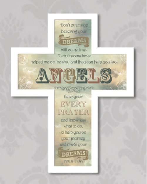 10 3/4" Angels Wood Message Cross