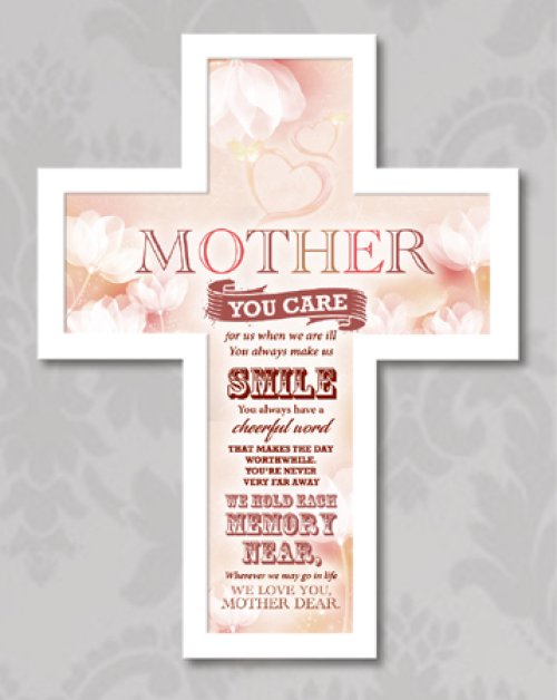 10 3/4" Mother Wood Message Cross