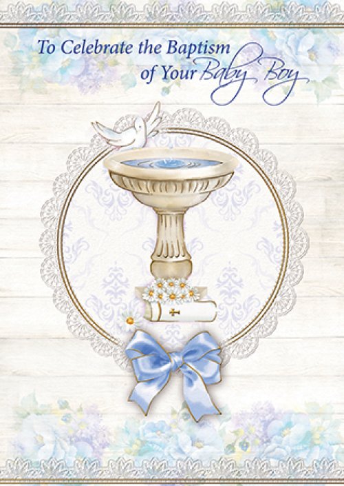 Baby Boy Baptism Card with Insert