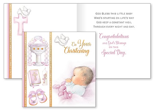 Baby Girl Christening - Single Card