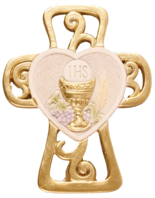 3 1/2" Resin Communion Cross with Gold Highlights