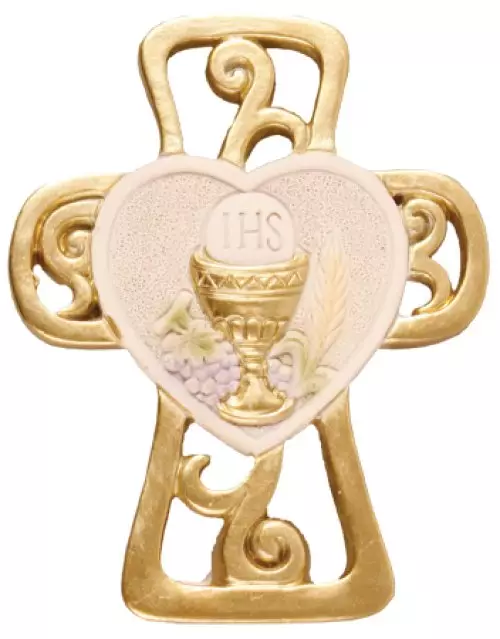 3 1/2" Resin Communion Cross with Gold Highlights