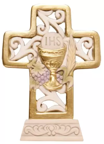 4" Resin Communion Cross with Gold Highlights