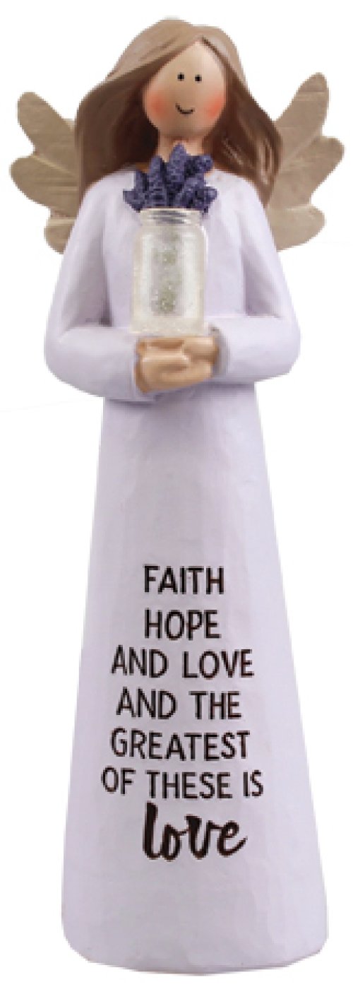 5" Faith, Hope, Love Message Resin Angel