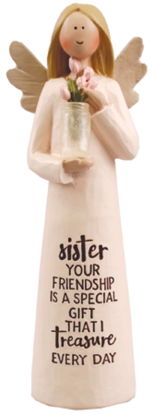 5" Sister Friendship Resin Message Angel