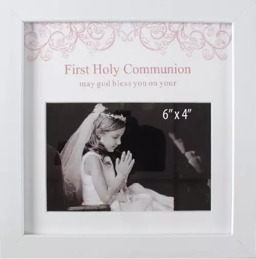 White Finish Symbolic Communion Photo Frame