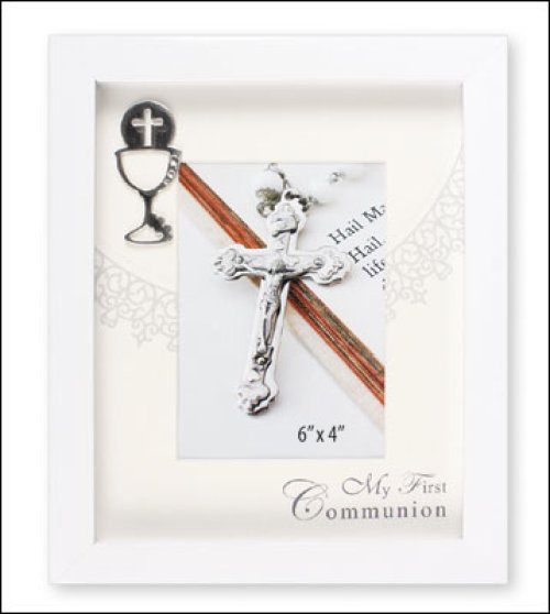 White Finish Communion Photo Frame with Chalice Motif