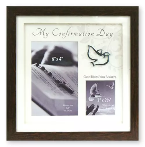 Symbolic Brown Finish Confirmation Photo Frame