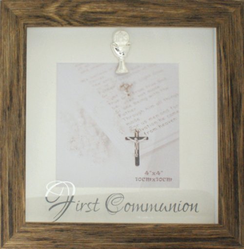 Wood Finish Communion Photo Frame