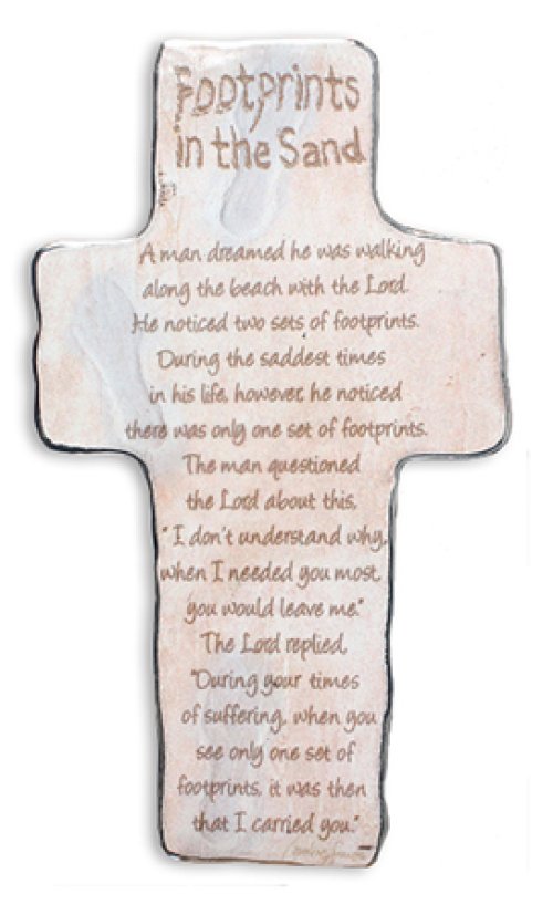 Footprints In The Sand Artmetal Cross