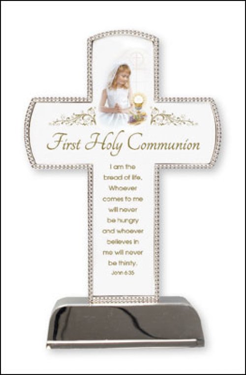 6" Girl's Communion Metal Cross