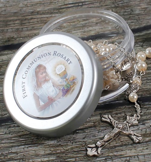 Communion Imitation Pearl Rosary