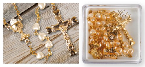 Glass Pearl Communion Rosary