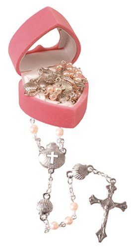 Pink Glass Baby Rosary