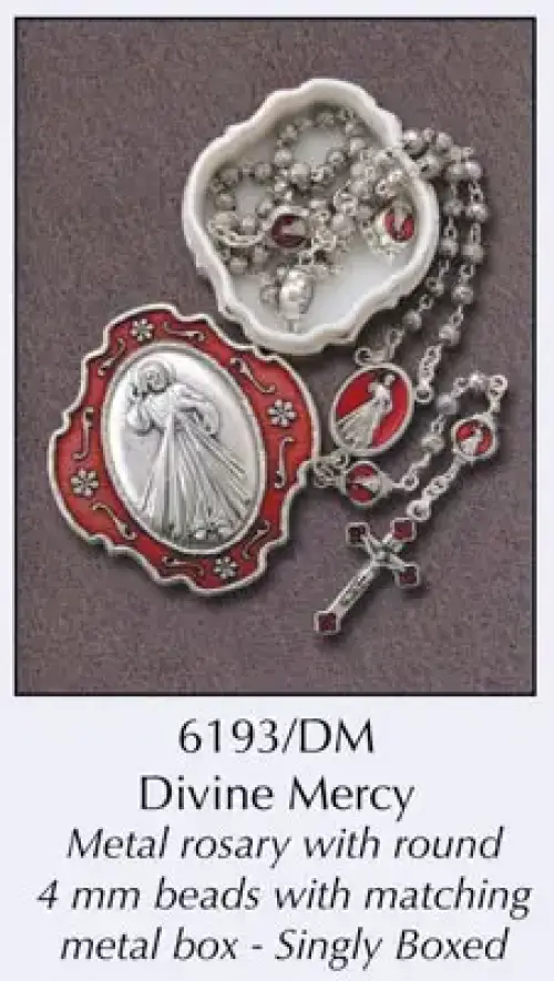 Metal Rosary/Divine Mercy/With Matching Box