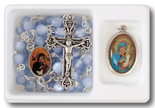 Blue Acrylic Rosary with Perpetual Help Medal