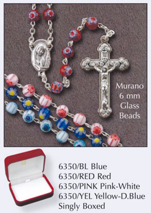 Pink & White Murano Glass Rosary