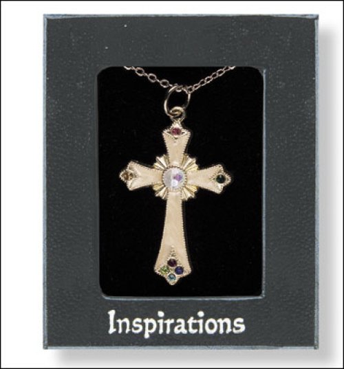 Pearl Cross Necklet with Crystal in Centre