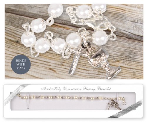 Pearl Acrylic Communion Rosary Bracelet