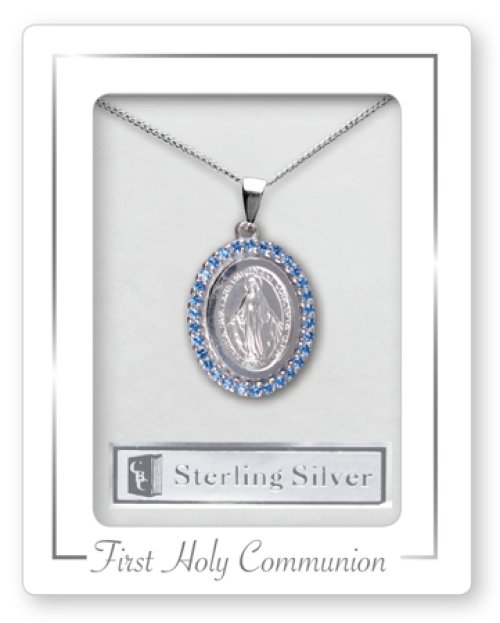 Miraculous Medal Sterling Silver Communion Necklet