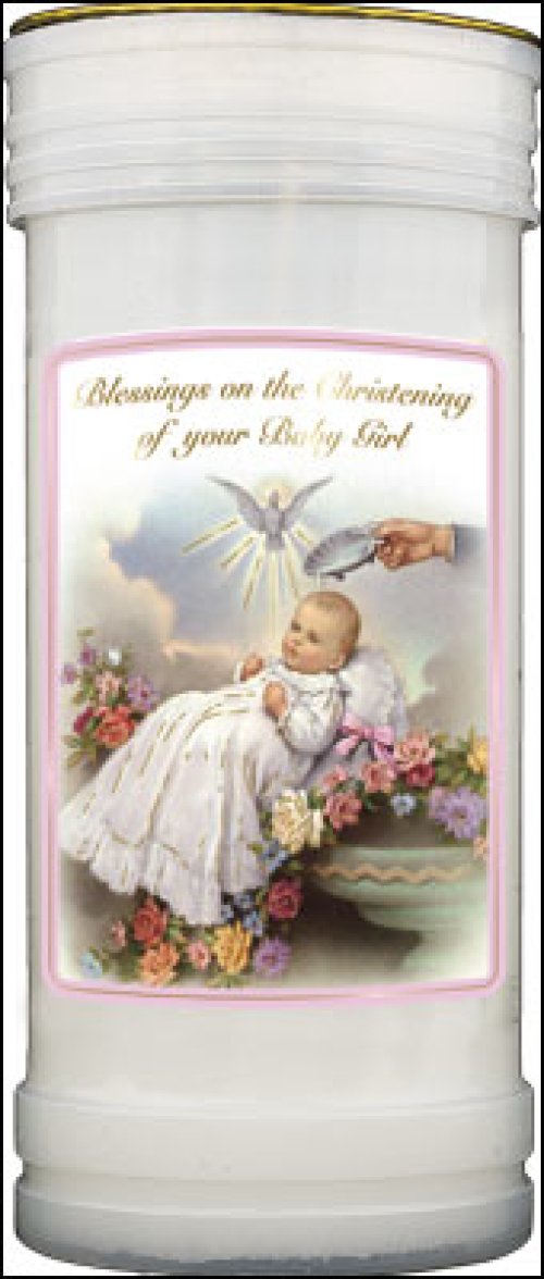 Girl's Christening Single Pillar Candle