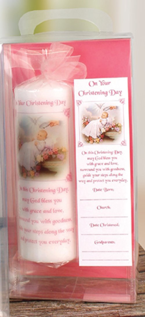 8" Girl's Gift Boxed Christening Candle