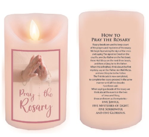 Girl's Pray The Rosary LED Scented Wax Candle with Timer