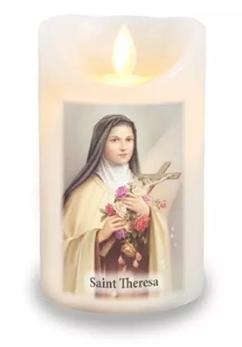 Saint Theresa LED Scented Wax Candle with Timer