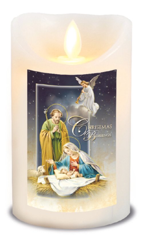 Holy Family Nativity LED Scented Wax Candle with Timer