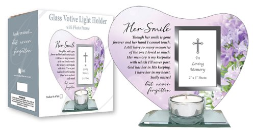 Her Smile Glass Votive Light Holder with Photo Plaque