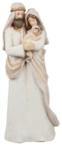 12" Resin White Finish Holy Family Nativity