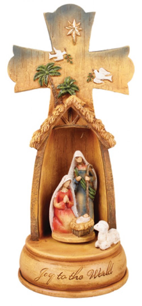 11" Resin Nativity Cross