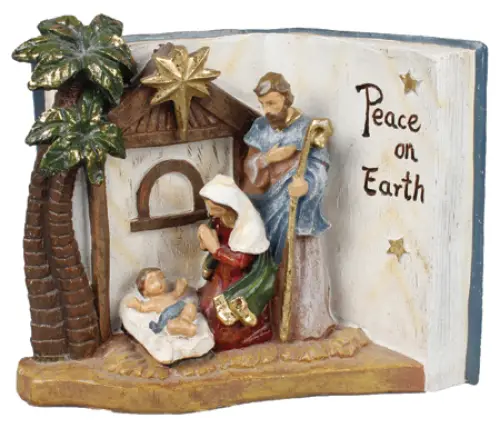 7" Resin Nativity Book with Holy Family Nativity Set