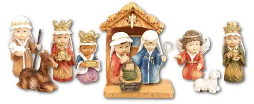 3" Children's 10 Figure Resin Nativity Set