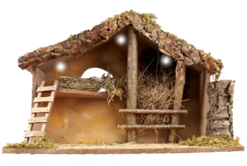 Wooden Nativity Stable with LED Lights