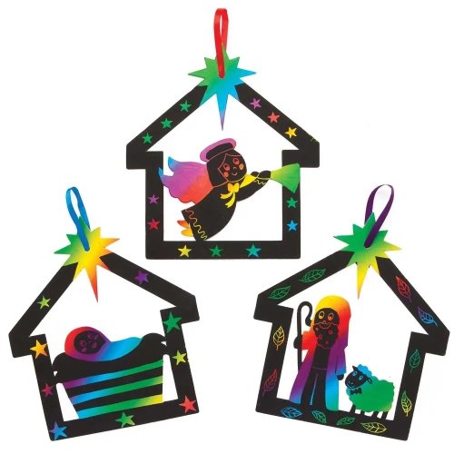 Nativity Scratch Art Decorations - Pack of 8