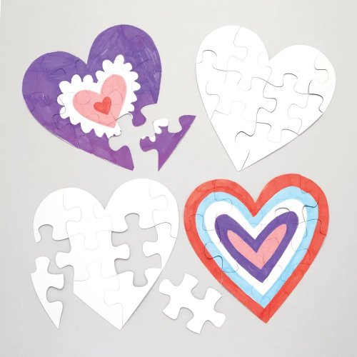 Heart Colour-in Jigsaw Puzzles - Pack of 10