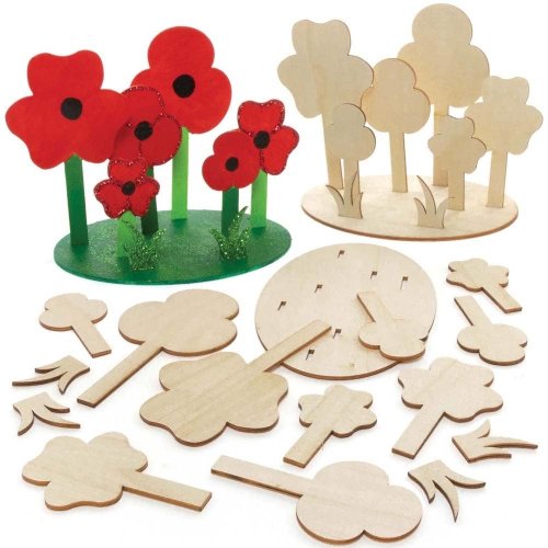 Poppy Field Wooden Scene Kits  - Pack of 3