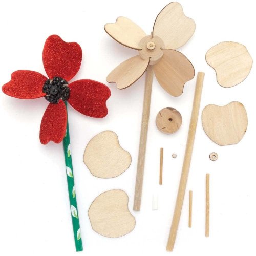 Poppy Wooden Windmill Kits  - Pack of 4