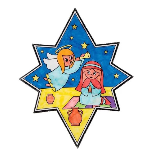 Nativity Colour-in Window Decorations - Pack of 12