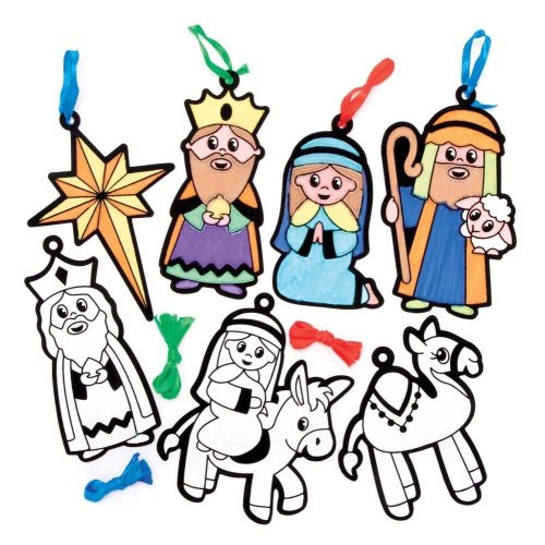 Nativity Fuzzy Art Colour-in Decorations - Pack of 15