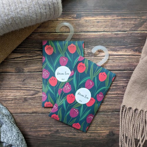 Scented Sachets (Green Tea) With Hook - Tulips