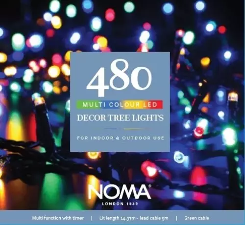 480 Multicolour Multifunction Decor Tree Lights with Green Cable